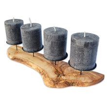 Charger l'image dans la galerie, 4 bougeoirs ADVENT-rustiques en bois d'olivier