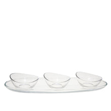 Charger l'image dans la galerie, Set apéritif de 3 coupelles sur plateau transparent 41cm