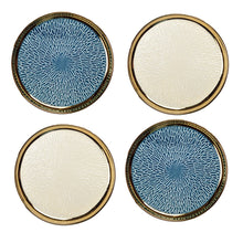 Charger l'image dans la galerie, Assiette à dessert avec bord doré 2 bleue et 2 crème - lot de 4