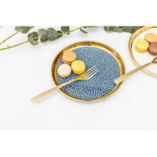 Charger l'image dans la galerie, Assiette à dessert avec bord doré 2 bleue et 2 crème - lot de 4
