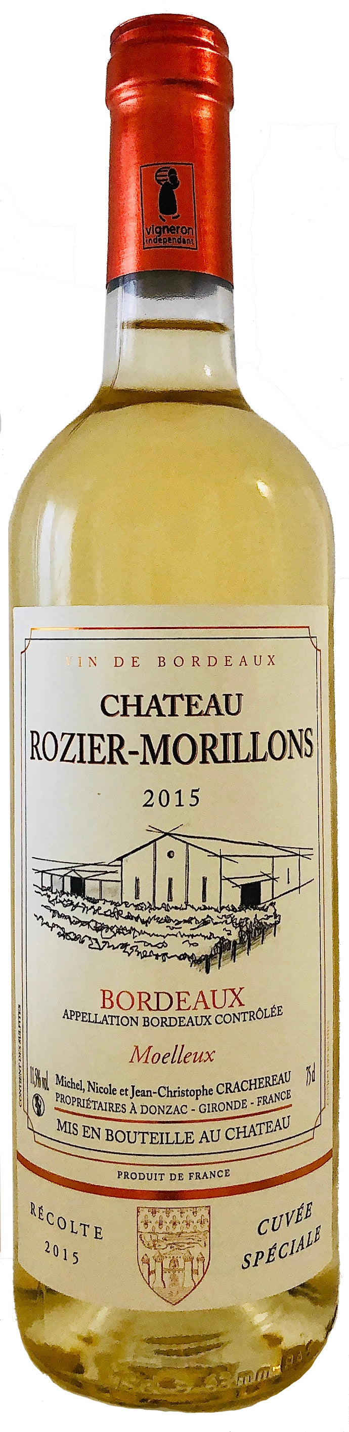 Château ROZIER-MORILLONS AOC BORDEAUX BLANC MOELLEUX – 2015 – 75 cL – Agriculture Raisonnée (CHR)